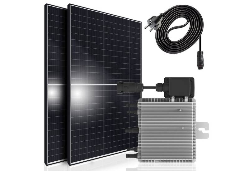 SUNNIVA Balkonkraftwerk Black Frame 900/800W Solaranlage, (mit 800W Deye Micro Wechselrichter mit WIFI, upgradebar drosselbar, 2x450W Solarmodule, 900 Watt Gesamtleistung, 5m Kabel, steckerfertige Solaranlage mit Solarkabel, Inverter, PV), Photovoltaikanlage Balkon Mini-PV Anlage, Solarpanel von SUNNIVA