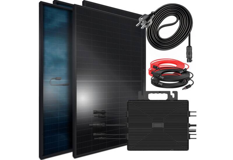 SUNNIVA Balkonkraftwerk 2392W/1600W komplett Steckdose, (Astro Energy 1600W Wechselrichter -PV Solaranlage Komplettset-4x 460W BIFAZIAL FULL BLACK Glas/Glas Solarmodule-inkl.5m Kabel - Bluetooth WIFI) von SUNNIVA