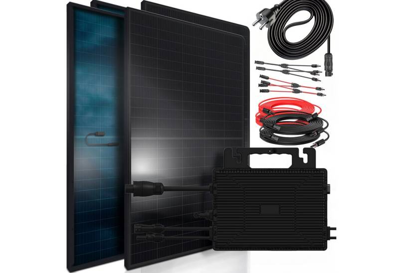 SUNNIVA Balkonkraftwerk 2392W/800W komplett Steckdose, (Astro Energy 800W Wechselrichter, PV Solaranlage Komplettset, 4x 460W BIFAZIAL, FULL BLACK, Glas-Glas Solarmodule, inkl.5m Kabel, Bluetooth) von SUNNIVA