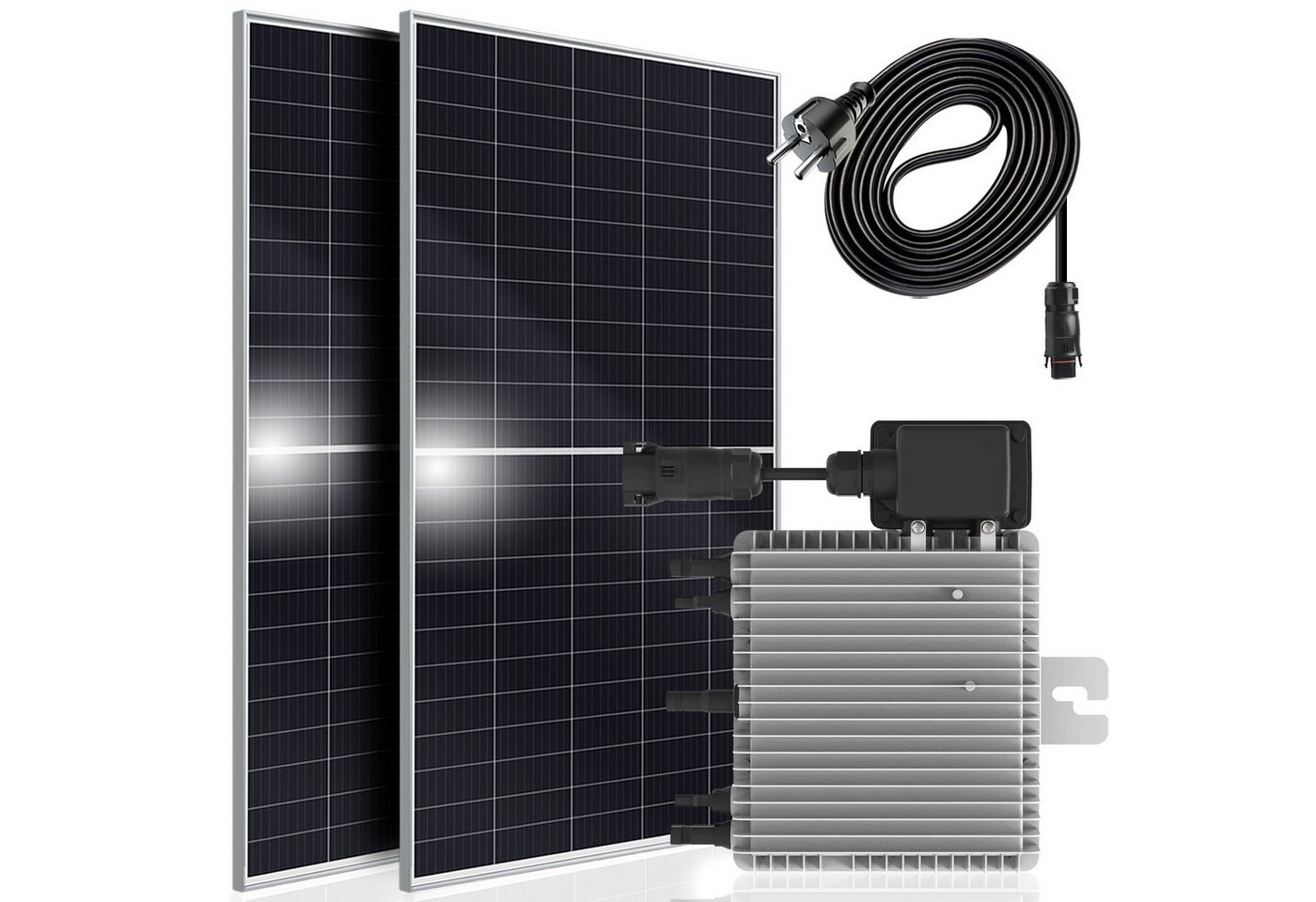 SUNNIVA Balkonkraftwerk Silver Frame 900/800W Solaranlage, (mit 800W Deye Micro Wechselrichter mit WIFI, upgradebar drosselbar, 2x450W Solarmodule, 900W Gesamtleistung, 5m Kabel, steckerfertige Solaranlage mit Solarkabel, Inverter, PV), Photovoltaikanlage Balkon Mini-PV Anlage, Solarpanel SUNNIVA Balkonkraftwerk Silver Frame 900/800W Solaranlage, (mit 800W Deye Micro Wechselrichter mit WIFI, upgradebar drosselbar, 2x450W Solarmodule, 900W Gesamtleistung, 5m Kabel, steckerfertige Solaranlage mit Solarkabel, Inverter, PV), Photovoltaikanlage Balkon Mini-PV Anlage, Solarpanel von SUNNIVA
