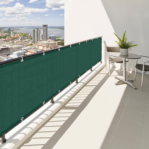 SUNNY GUARD Balkon Sichtschutz 100x300cm Balkonverkleidung Balkonabdeckung Balkonumspannungen UV-Schutz Wind und wetterfest mit Kabelbinder,Green von SUNNY GUARD