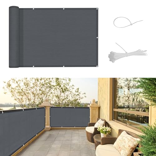 SUNNY GUARD Balkon Sichtschutz 100x500cm Balkonabdeckung HDPE UV-Schutz Windschutz Balkonverkleidung, mit Kabelbinder,Anthrazit von SUNNY GUARD