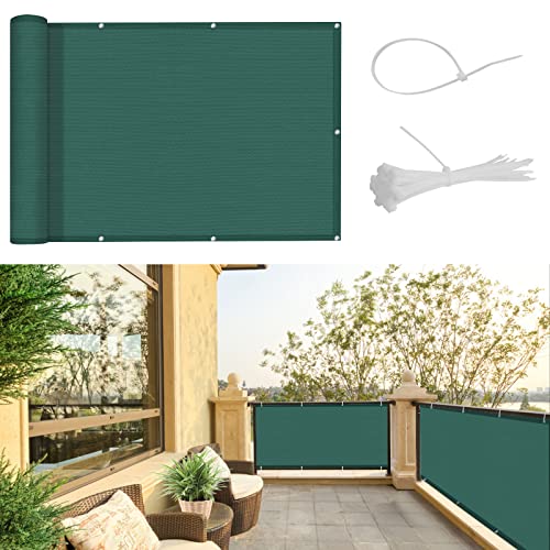 SUNNY GUARD Balkon Sichtschutz 100x600cm Balkonabdeckung HDPE UV-Schutz Windschutz Balkonverkleidung, mit Kabelbinder,Verde von SUNNY GUARD