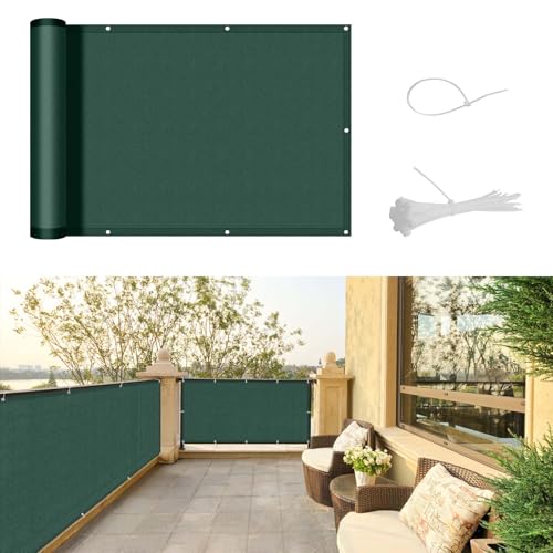 SUNNY GUARD Balkon Sichtschutz 150x600cm Balkonabdeckung PES UV-Schutz Balkonverkleidung wetterfester,mit Kabelbinder,Verde von SUNNY GUARD