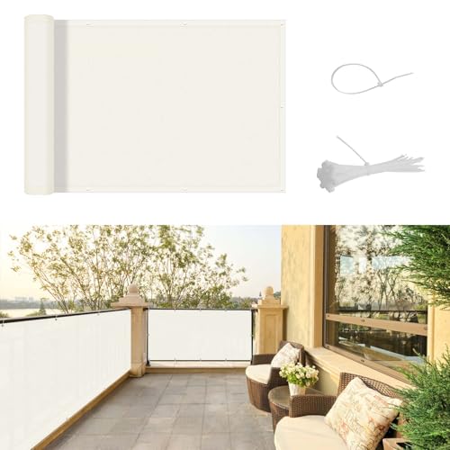 SUNNY GUARD Benutzerdefinierte Balkon Sichtschutz 1x10m Balkonverkleidung Balkonabdeckung Balkonumspannungen UV-Schutz Wind und Wetterfest mit Kabelbinder,Creme SUNNY GUARD Benutzerdefinierte Balkon Sichtschutz 1x10m Balkonverkleidung Balkonabdeckung Balkonumspannungen UV-Schutz Wind und Wetterfest mit Kabelbinder,Creme von SUNNY GUARD