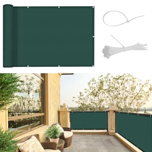 SUNNY GUARD Balkon Sichtschutz 90x500cm Balkonabdeckung PES UV-Schutz Balkonverkleidung wetterfester,mit Kabelbinder,Verde von SUNNY GUARD