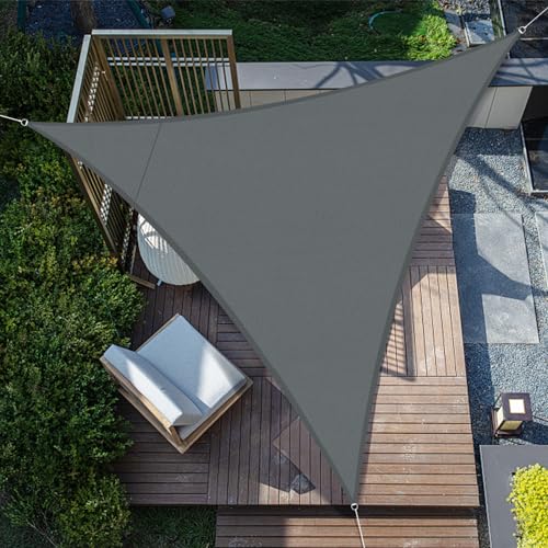 SUNNY GUARD Sonnensegel Wasserdicht 3.6x3.6x3.6m Dreieckig Sonnenschutz Wetterschutz Segel Baldachin UV Schutz für Balkon Terrasse Garten, Grau Anthrazit von SUNNY GUARD