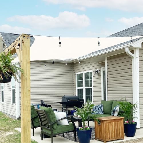 SUNNY GUARD Sonnensegel Rechteckig 3x5m Sonnenschutz Atmungsaktiv HDPE UV Schutz für Balkon Terrasse Garten, Creme von SUNNY GUARD