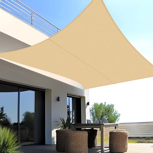 SUNNY GUARD Sonnensegel Wasserdicht 2.5x3.5m Rechteckig Sonnenschutz Wetterschutz Segel Baldachin UV Schutz für Balkon Terrasse Garten, Sand von SUNNY GUARD