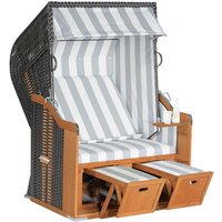 SunnySmart Garten-Strandkorb Rustikal 250 basic 2-Sitzer anthrazit/hellgrau PVC-Stoff von SUNNY SMART