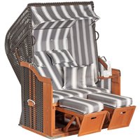 SunnySmart Garten-Strandkorb Rustikal 250 plus 2-Sitzer anthrazit/grau mit Kissen von SUNNY SMART