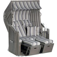 SunnySmart Garten-Strandkorb Rustikal 250 plus 2-Sitzer anthrazit/grau mit Kissen von SUNNY SMART