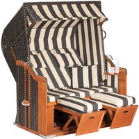 SunnySmart Garten-Strandkorb Rustikal 250 plus 2-Sitzer xl anthrazit/beige mit Kissen von SUNNY SMART
