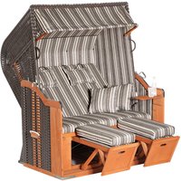 SunnySmart Garten-Strandkorb Rustikal 250 plus 2-Sitzer xl anthrazit/grau mit Kissen von SUNNY SMART
