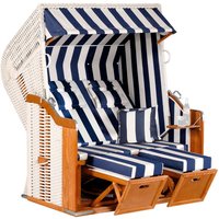SunnySmart Garten-Strandkorb Rustikal 250 plus 2-Sitzer xl weiß/blau mit Kissen von SUNNY SMART