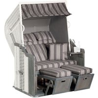 SunnySmart Garten-Strandkorb Rustikal 255 plus 2-Sitzer weiß/anthrazit mit Kissen von SUNNY SMART