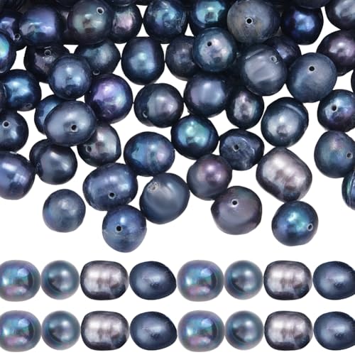 SUNNYCLUE 1 BOX 100 Stück Natürliche Schwarze Perlen Süßwasserperlen Zuchtperlen Echte Runde Löcher Barocke Unregelmäßige Abstandshalterperlen Für DIY Schmuckherstellung Halsketten Armbänder Anfänger von SUNNYCLUE