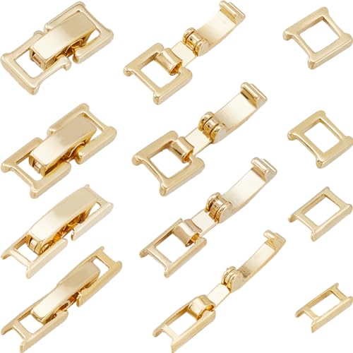 SUNNYCLUE 1 BOX 12PCS 15/16/17mm Echtes 24K Vergoldetes Messing Halsketten Verlängerungsverschlüsse Faltschließe Armbänder Verlängerungsverschlüsse Verschlussverschlüsse Für Die Schmuckherstellung Arm von SUNNYCLUE