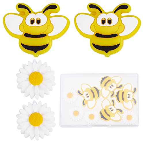 SUNNYCLUE 1 Box 10 Stück Silikonperlen Bienen Sonnenblumen Lose Gänseblümchen Blumen Perlen Bienen Grobperlen Für Die Schmuckherstellung Zentrum Gebohrte Abstandsperlen Kaychain Lanyard Supplies Geflo von SUNNYCLUE