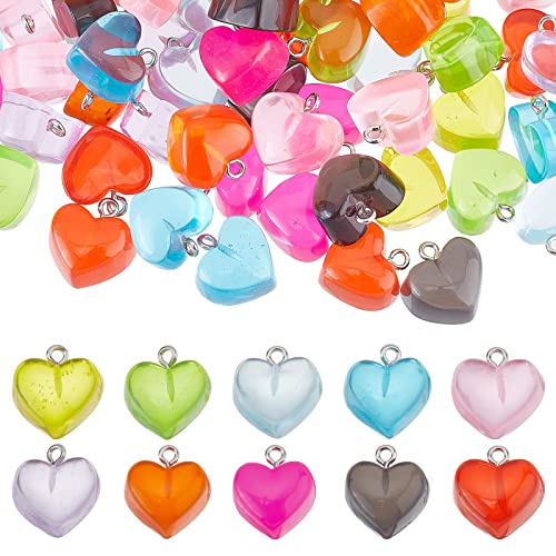 SUNNYCLUE 1 Box 100 Stück 10 Farben Herz Harz Charms Liebesharz Charm Süßer Romantischer Glücks Charm Für Schmuckherstellung Charms Frauen Erwachsene DIY Valentinstag Weihnachten Hochzeitsgeschenke Ba von SUNNYCLUE