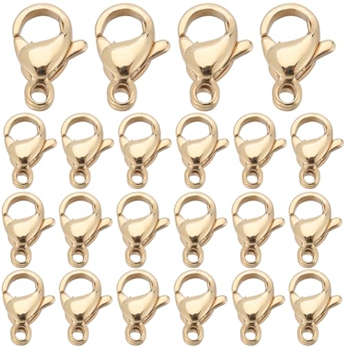 SUNNYCLUE 1 Box 100 Stück 24K Vergoldeter Edelstahl Karabinerverschluss Für Massenschmuck Karabinerhaken Verschluss 6x9 mm Mini Armbänder Verbinder Clips Verschlüsse Karabinerverschlüsse Für Die Schmu von SUNNYCLUE