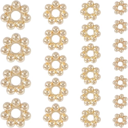 SUNNYCLUE 1 Box 100 Stück 4 Stile Goldene Gänseblümchen Abstandshalter Metallblumen Abstandsperlen 18 Karat Vergoldet 304 Edelstahl Abstandshalter Mit Rondell Seiten Kappen Zur Schmuckherstellung Armb von SUNNYCLUE