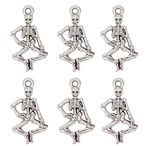 SUNNYCLUE 1 Box 100 Stück Skelett Charms Halloween Charms Skelett Charm Bulk Körper Charm Knochen Punk Tibet Stil Legierung Gothic Charm Für Die Schmuckherstellung Charms DIY Ohrringe Armbänder Halske von SUNNYCLUE