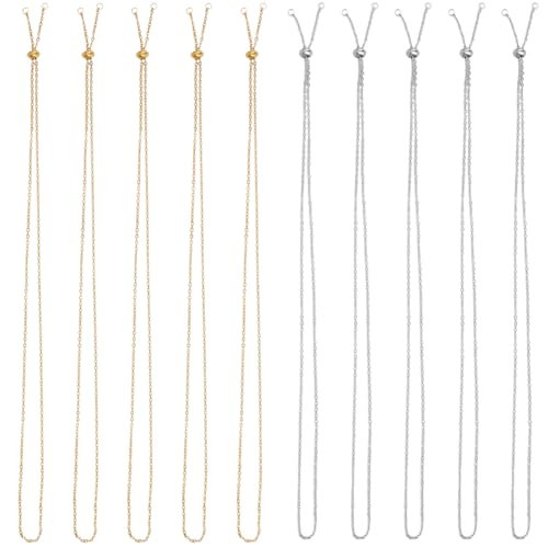 SUNNYCLUE 1 Box 10er Pack 24 Zoll/0.6 m 2mm Halsketten Schieberketten Verstellbare Halskettenkette Großpackung Edelstahl Halsketten Schieberkette Kugelperlen Beschläge Für DIY Halsketten Für Frauen S von SUNNYCLUE