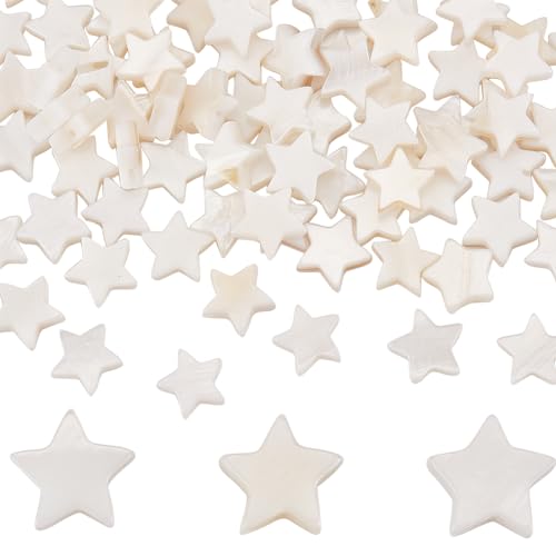 SUNNYCLUE 1 Box 112 Stück Stern Muschelperlen Muschelperlen Muschelperlen Natürliche Muschelperlen Stränge Sternförmige Perlen Flache Perlen Abstandshalter Lose Perlen Für Schmuckherstellung DIY Armba von SUNNYCLUE