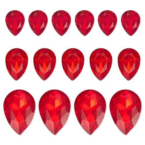 SUNNYCLUE 1 Box 120 Stück Edelsteine Mit Spitzer Rückseite Tropfen Edelsteine 3 Größen Rote Klare Edelstein Strasssteine Der Spitzenklasse Kleine Facettierte Tropfenperlen Kristallperlen Ohne Loch Zur von SUNNYCLUE