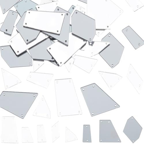 SUNNYCLUE 1 Box 144 Stück 8 Stile Spiegelstoffperlen Großpackung Nähspiegelstücke Silberfarbenes Acryl Gemischte Formen Strassspiegel Mit Löchern Kleine Spiegelperlen Zum Basteln DIY Kleider Kleidungs von SUNNYCLUE