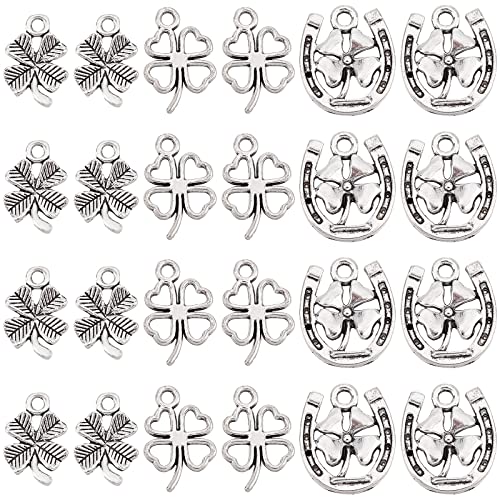 SUNNYCLUE 1 Box 150 St Patrick Charms Vierblättriges Kleeblatt Charm Irisches Kleeblatt St Patrick'S Day Charm 4 Blätter Hufeisen Charms Für Die Schmuckherstellung Charm Saint Patrick Day Geschenk Ohr von SUNNYCLUE