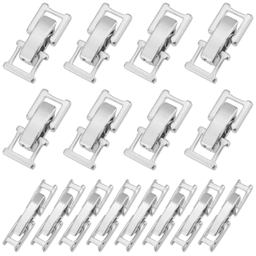 SUNNYCLUE 1 Box 16 Stück 15mm Silberner Faltverschluss Faltschließe Großpackung Weiße Messing Faltschließe Metall Faltverschlüsse Verbindungsstücke Verlängerungsverschluss Für Armbänder Basteln Uhren von SUNNYCLUE