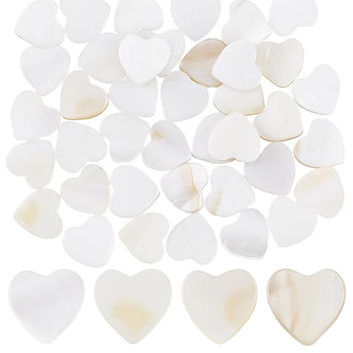 SUNNYCLUE 1 Box 2 Stränge Ca. 66 Stück Herzförmige Muschelperlen Muschel Weiße Perlen 10mm Natürliche Süßwasserperlen Flach Sommer Klein Glatt Lose Abstandshalter Für Die Schmuckherstellung Ohrringe H von SUNNYCLUE