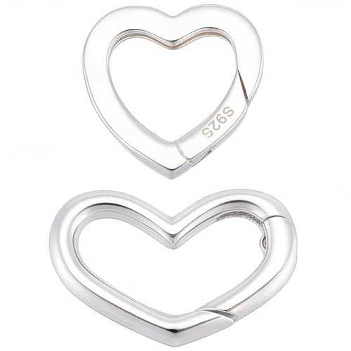 SUNNYCLUE 1 Box 2 Stück 925 Sterling Silber Torringe Herz Federverschluss Liebesherzen Form Armbänder Halskettenverschlüsse Verbindungsstücke Karabinerhaken Schnappclip Ring Für Die Schmuckherstellung von SUNNYCLUE