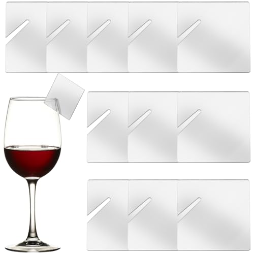 SUNNYCLUE 1 Box 20 Stück Namensschilder Für Weingläser Aus Acryl Glaskennungen Lustiger Silberner Spiegel Quadratisch Zum Beschriften von Stiellosen Gläsern Rohlinge Schild Zur Identifikation Für Hoch von SUNNYCLUE