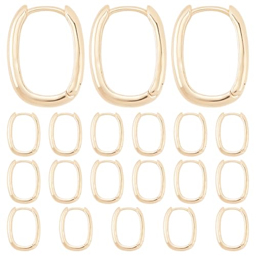 SUNNYCLUE 1 Box 20 Stück Ohrringe Aus Echtem 18 Karat Vergoldetem Messing Ovale Creolen Haken Huggie Ohrringe Runder Metallring Winzige Knorpelhaken Creole Mit Riegelverschluss Für Die Schmuckherstell von SUNNYCLUE