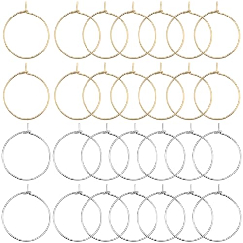 SUNNYCLUE 1 Box 200 Stück Echte 18K Vergoldete Perlen Creolen Zum Finden von 20 Mm Ohrringen In Großen Mengen Weinglas Charm Ringe Weinglas Metallring Creolen Für Die Schmuckherstellung DIY Ohrhänger von SUNNYCLUE