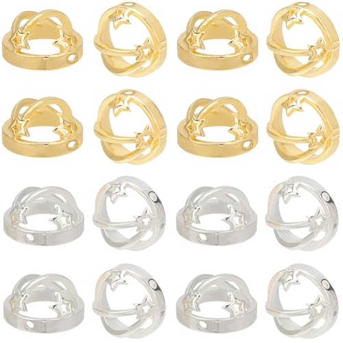 SUNNYCLUE 1 Box 24 Stück 2 Farben Kreisförmige Perlenrahmen Sternperlenrahmen Schmuck Messing Gold Hohl Runder Ring Doppellochrahmen Verbindungsstücke Charms Für Die Schmuckherstellung Perlenarbeiten von SUNNYCLUE