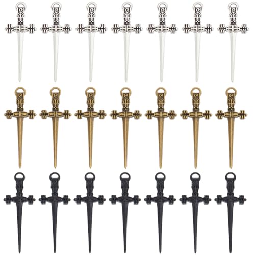 SUNNYCLUE 1 Box 3 Farben 60 Stück Schwert Charms Bulk Messer Charm Legierung Messer Lesezeichen Fechten Mini Schwarz Antik Lange Schwerter Charms Für Die Schmuckherstellung Charms Ohrringe Armbänder H von SUNNYCLUE