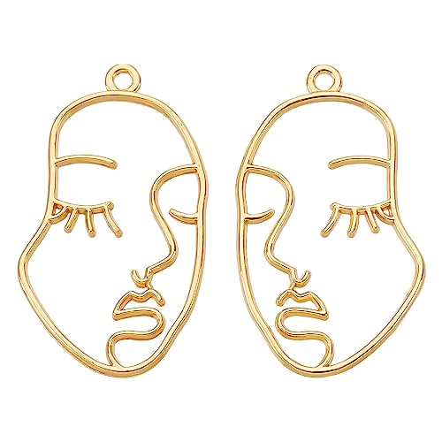 SUNNYCLUE 1 Box 30 Stück Menschliche Gesichts Charms Offene Rückseite Lünette Abstrakte Gesichts Charms Goldene Rohlinge Hohler Harzrahmen Doppelseitiger Charm Profil Kopf Charms Für Die Schmuckherste von SUNNYCLUE