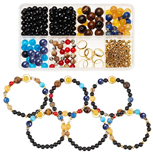 SUNNYCLUE 1 Box 300+Pcs DIY 10 Sets Solar System Bracelets Kit Galaxy Universe The Nine Guardian Planets Obsidian Beads Beading Bracelet Necklace Natural Gemstones Bead For Jewelry Making Kits Craft von SUNNYCLUE