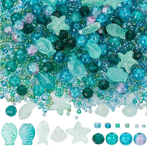 SUNNYCLUE 1 Box 3100 + Stück Seeglasperlen Set Glas Ozeanperlen Glas Seesterne Muscheln Fischperlen Sommer Hawaii Ozeantierperlen Cyanfarbene Abstandshalter Lose Perlen Zur Schmuckherstellung DIY Perl SUNNYCLUE 1 Box 3100 + Stück Seeglasperlen Set Glas Ozeanperlen Glas Seesterne Muscheln Fischperlen Sommer Hawaii Ozeantierperlen Cyanfarbene Abstandshalter Lose Perlen Zur Schmuckherstellung DIY Perl von SUNNYCLUE