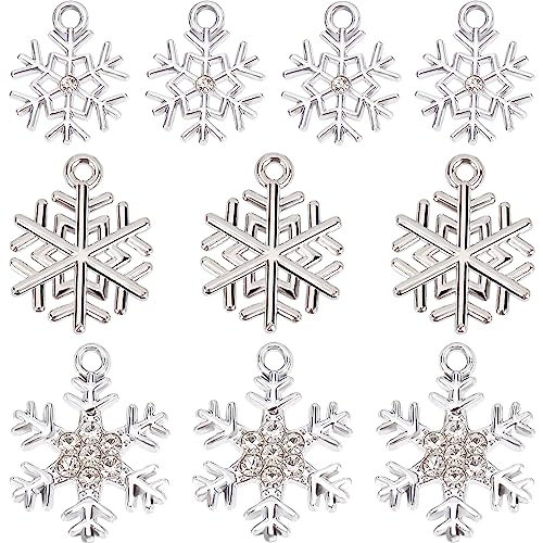 SUNNYCLUE 1 Box 36 Stück Schnee Charms Schneeflocken Charms Strass Winter Charm Große Weihnachts Charms Kleine Legierungs Charms Weihnachten Silberfarben Schnee Charms Für Die Schmuckherstellung Charm von SUNNYCLUE