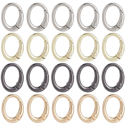 SUNNYCLUE 1 Box 4 Farben 32 Stück Ovale Federklammern Runder Karabinerhaken Silber Gold Schwarzer Metall Schnappverschluss Schnallenhaken Glieder Für Schmuckherstellung Basteln Handtaschen Geldbörsenz von SUNNYCLUE