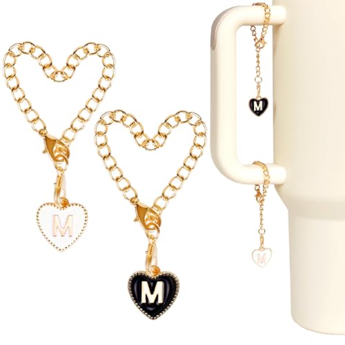 SUNNYCLUE 1 Box 4 Stück Tassen Buchstabenanhänger Becherzubehör Charms Emaille Legierung Schwarz Weiß Buchstabe M Kettenanhänger Mit Karabinerverschluss Tassengriff Dekorationen Charms Für Becher Wass von SUNNYCLUE