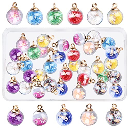SUNNYCLUE 1 Box 40 Stück Glaskugel Charms Klarer Globus Kleine Sterne Mini Flasche Wunschkrone Glaskugelflaschen Für Schmuckherstellung Charms Anfänger Erwachsene Basteln Party Heimdekoration Zubehör von SUNNYCLUE