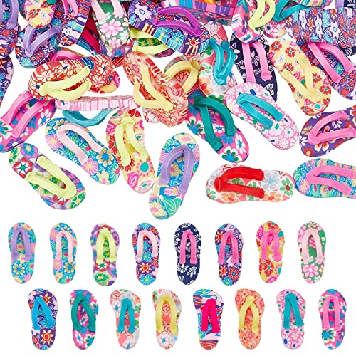 SUNNYCLUE 1 Box 50 Stück Flip Flop Charms Polymer Clay Cabochon Handgemachte Blume Bedruckte Pantoffel Ornament Flache Rückseite Cabochons Miniatur Flip Flops Für Kunsthandwerk Schmuckherstellung Scra von SUNNYCLUE