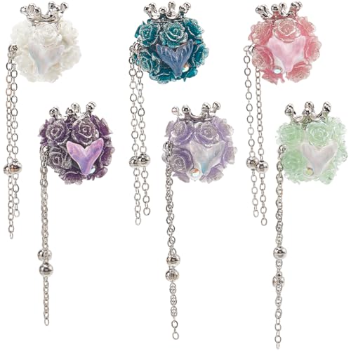 SUNNYCLUE 1 Box 6 Stück 6 Farben Strass Stiftperlen Ton Fokalperle Großpackung 20mm Bunte Glas Strasssteine Herz Krone Blumenkette Diamant Stiftperle Für Perlenstifte Schmuckherstellung Schlüsselanhä von SUNNYCLUE