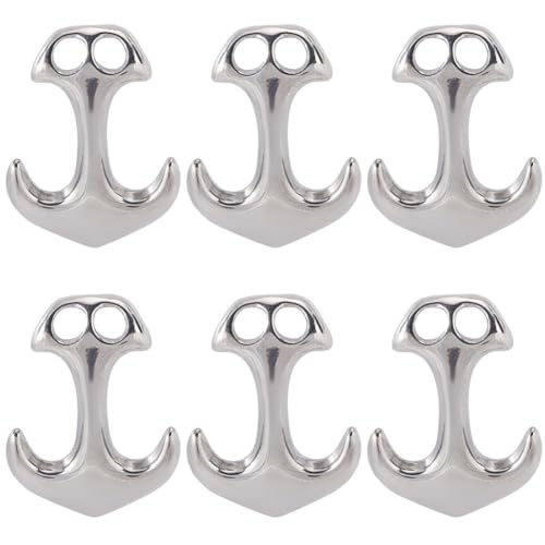SUNNYCLUE 1 Box 6 Stück Edelstahl Armbandverschluss Ankerhakenverschluss Silber Zwei Löcher Lederkordel Endhaken Clip Verbindungsverschluss Verschlüsse Beschläge Für Schmuckherstellung Zubehör DIY Hal von SUNNYCLUE